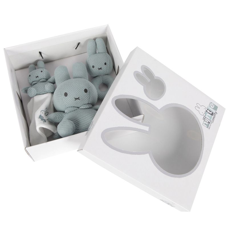 Coffret cadeau de naissance en tricot Miffy vert amande Pioupiou et Merveilles