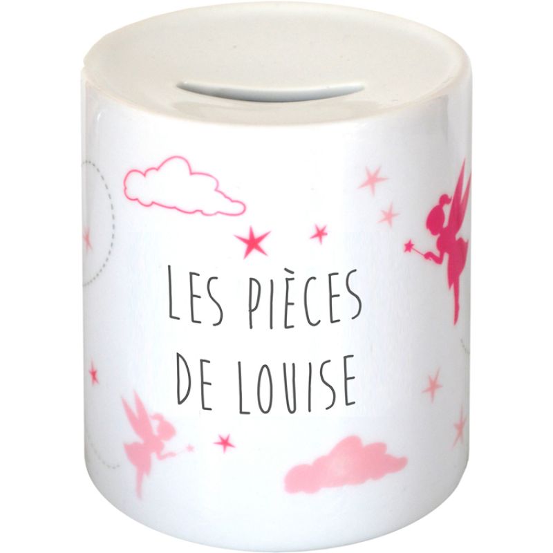 Tirelire enfant Fée rose (personnalisable) Les Griottes
