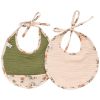 Lot de 2 bavoirs naissance gaze de coton fleurs beige et fougère BB & Co Produit 1