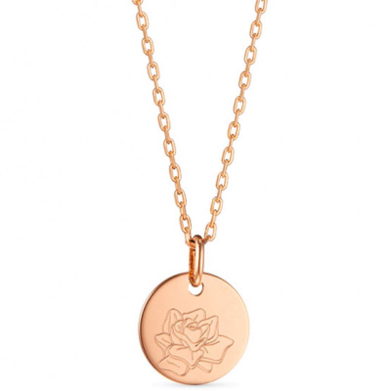 Petit collier Fleur de naissance personnalisable (plaqué or) Merci Maman