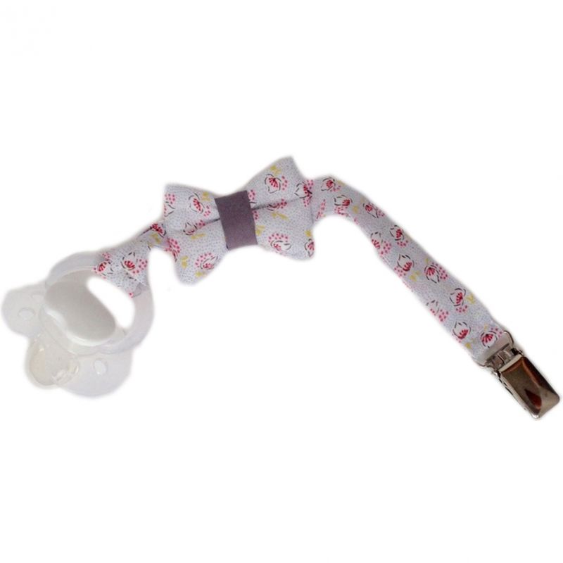 Attache sucette noeud Judi fleur (22 cm) Le petit rien
