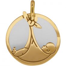 Médaille Bébé personnalisable (acier et or jaune 750°)  par Lucas Lucor