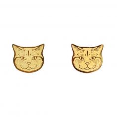 Boucles d'oreilles Chat (Plaqué or 18 carats) - Mava