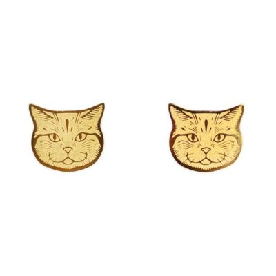 Boucles d'oreilles Chat (Plaqué or 18 carats)