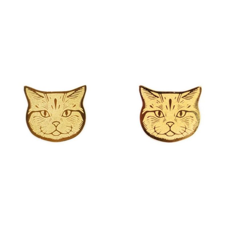 Boucles d'oreilles Chat (Plaqué or 18 carats) Mava Produit 1