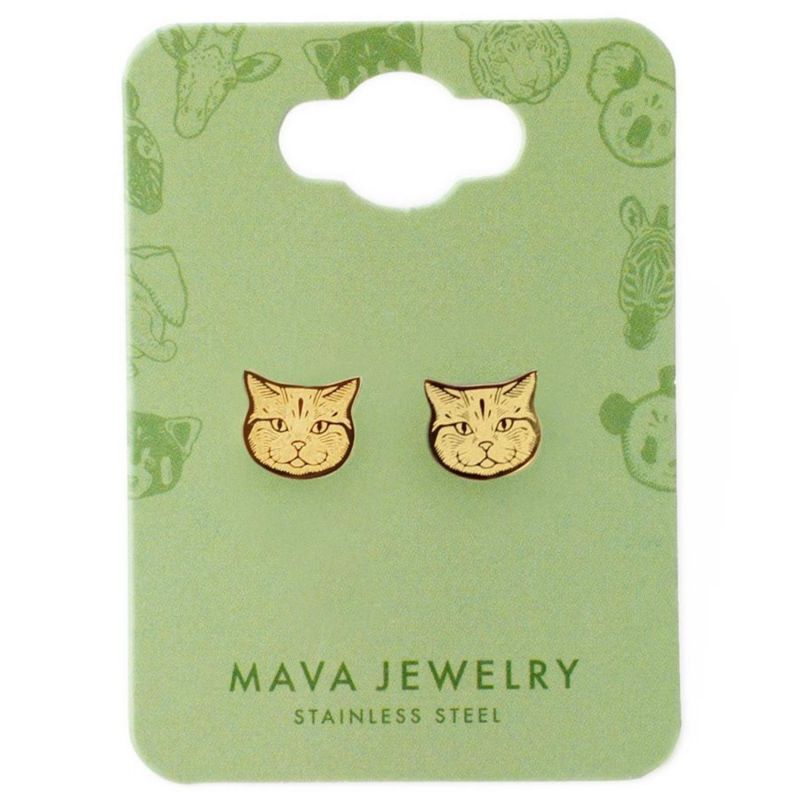 Boucles d'oreilles Chat (Plaqué or 18 carats) Mava Packaging 2