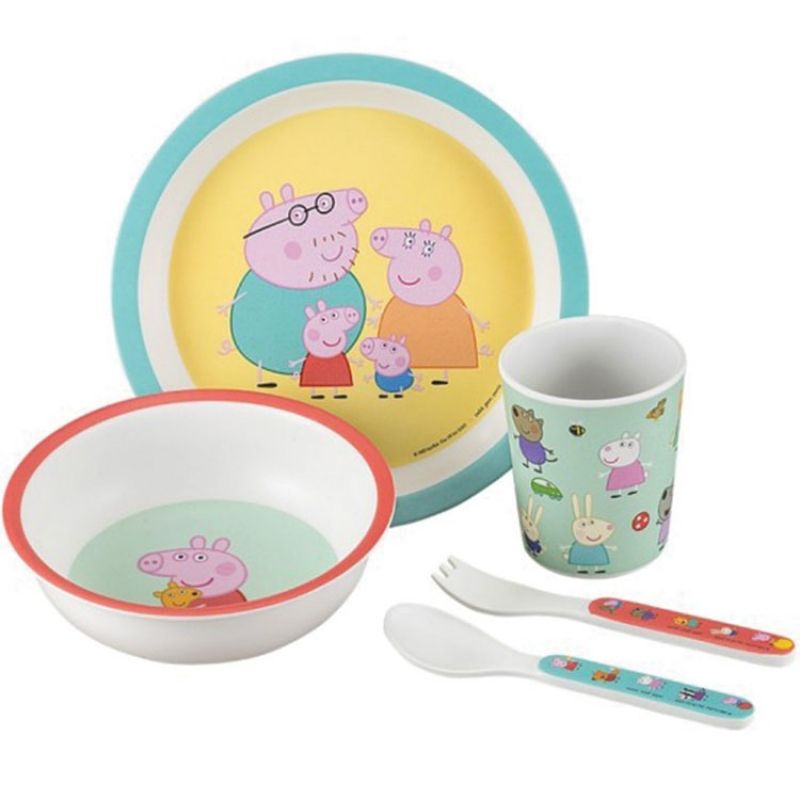 Coffret repas en mélamine Peppa Pig (5 pièces) Petit Jour Paris