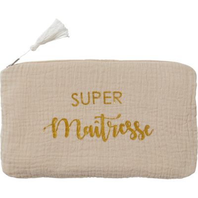 Pochette Super Maîtresse gaze de coton Biscuit