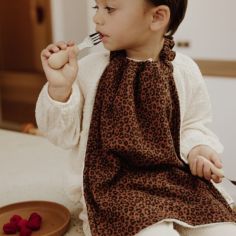 Serviette de cantine Gaze Léopard Marron