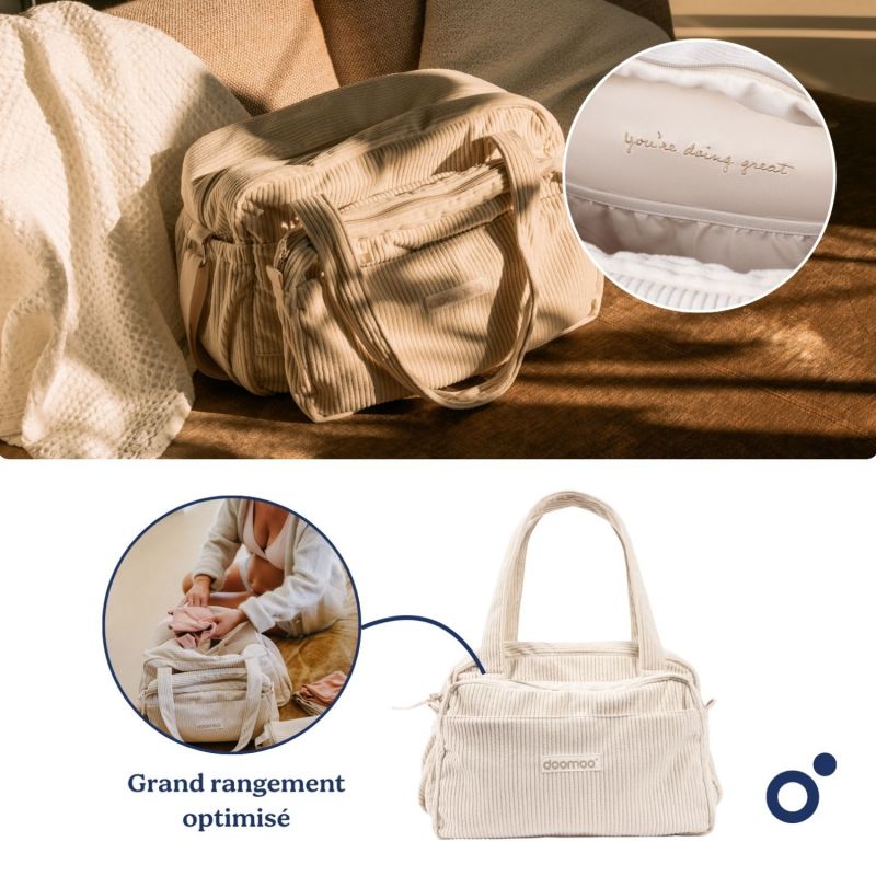 Sac à langer Fluffy Corduroy Beige Doomoo Ambiance 5