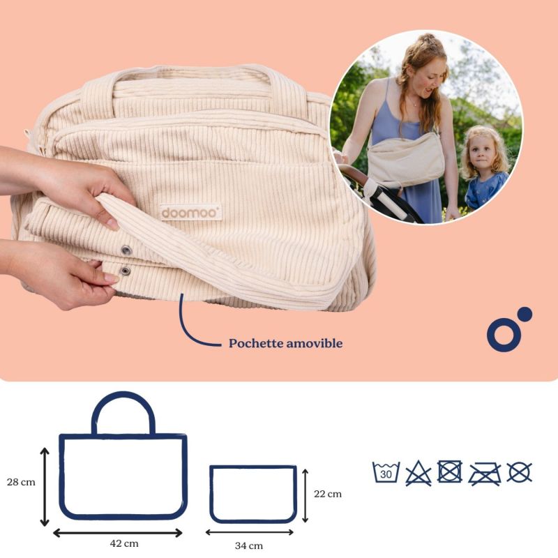 Sac à langer Fluffy Corduroy Beige Doomoo Ambiance 8