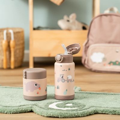 Gourde à paille isotherme Tiny farm Rose (340 ml)