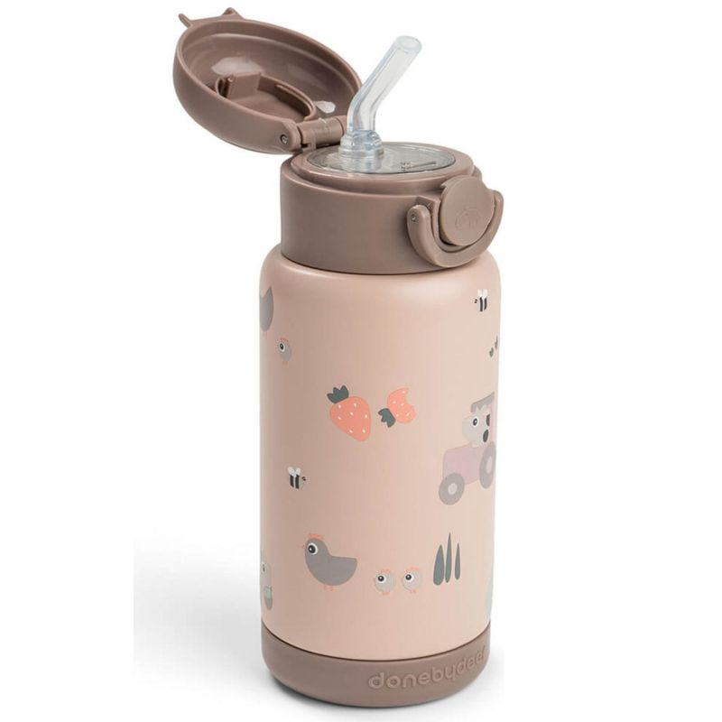 Gourde à paille isotherme Tiny farm Rose (340 ml) Done by Deer Produit 3