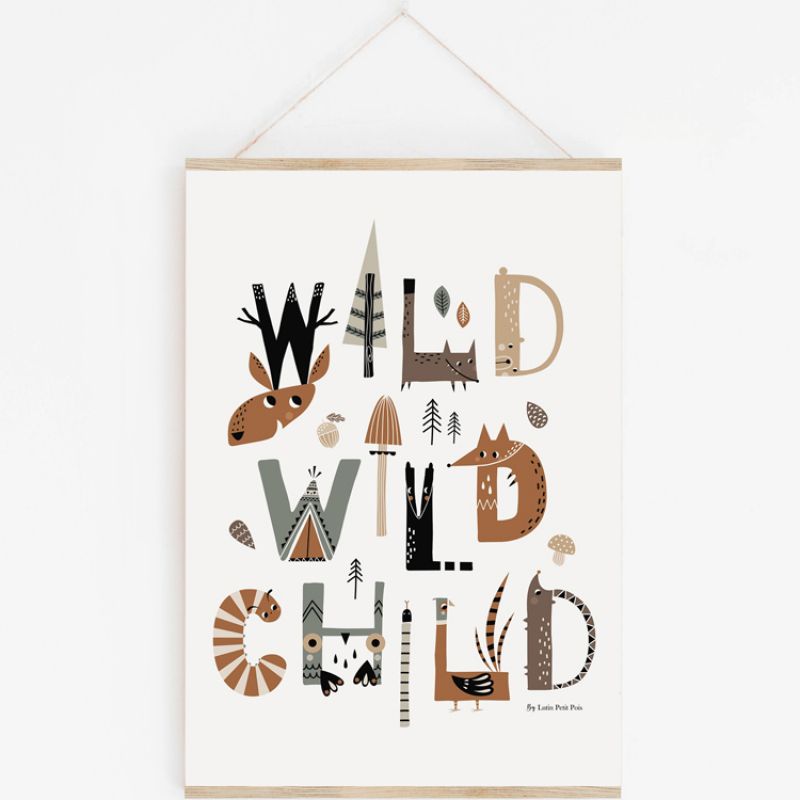 Affiche A3 Wild Wild Child avec support Lutin Petit Pois