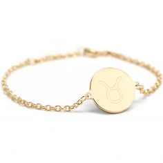 Bracelet chaîne médaille Taureau personnalisable (plaqué or) - Petits trésors