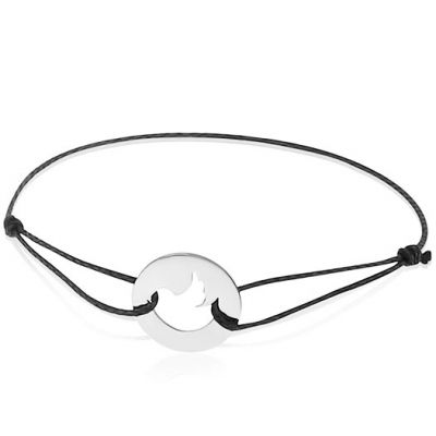 Bracelet cordon enfant Oiseau (or blanc 750°) 
