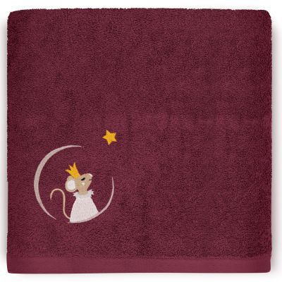 serviette de bain souris framboise personnalisable (50 x 100 cm)