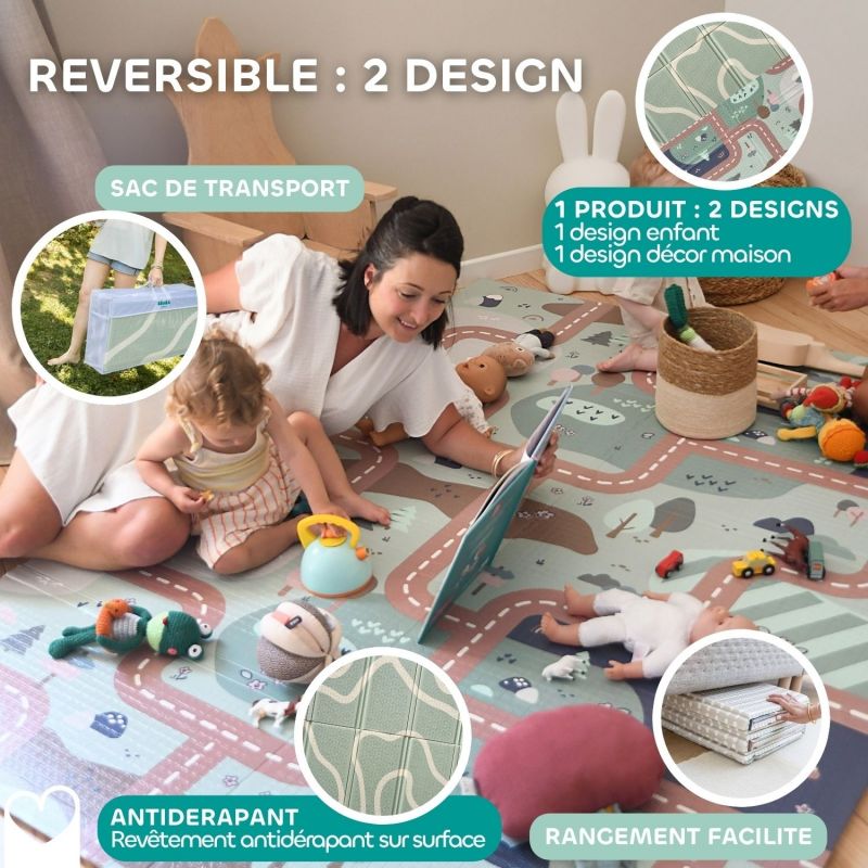 Tapis de motricité XL réversible Play Life Landform Béaba Ambiance 8