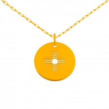 Collier chaîne 40 cm médaille Signes Croix percée 16 mm (or jaune 750°)  par Maison La Couronne