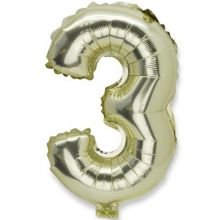 Grand ballon en mylar chiffre 3 doré (86 cm)  par Arty Fêtes Factory