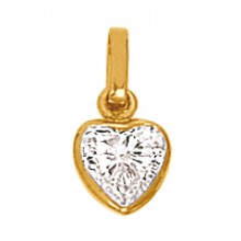 Pendentif coeur et sa pierre (or jaune et oxyde de zirconium)  par Berceau magique bijoux