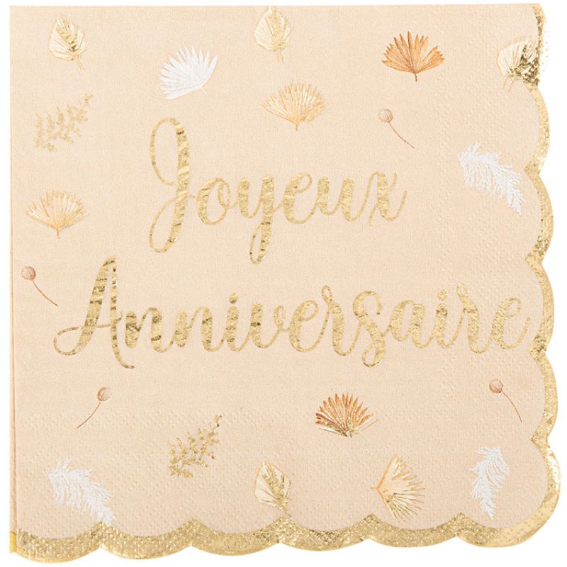Lot de 16 serviettes en papier Anniversaire Boho Arty Fêtes Factory