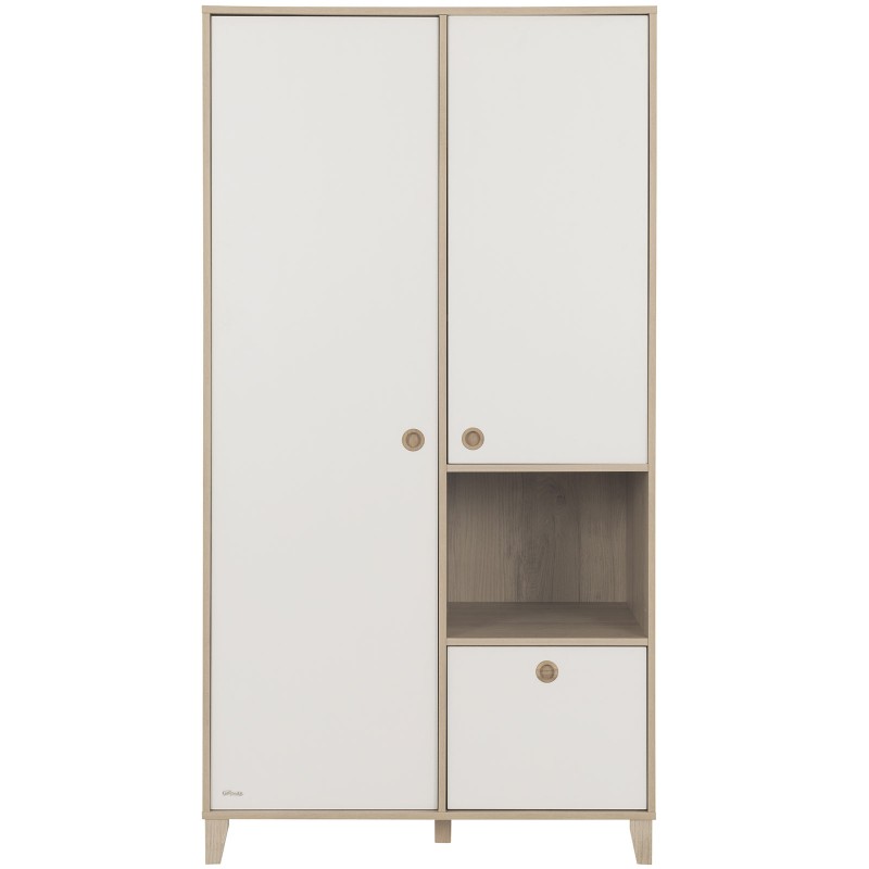 Armoire 2 portes avec 1 tiroir blanc amovible Lora Galipette
