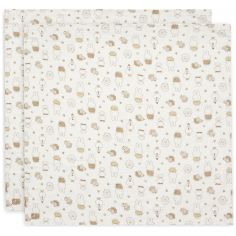 Lot de 2 maxi-langes en gaze de coton Miffy Family Farm (115 x 115 cm) - Jollein