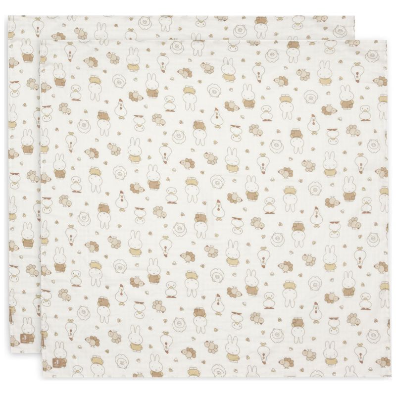 Lot de 2 maxi-langes en gaze de coton Miffy Family Farm (115 x 115 cm) Jollein Produit 1