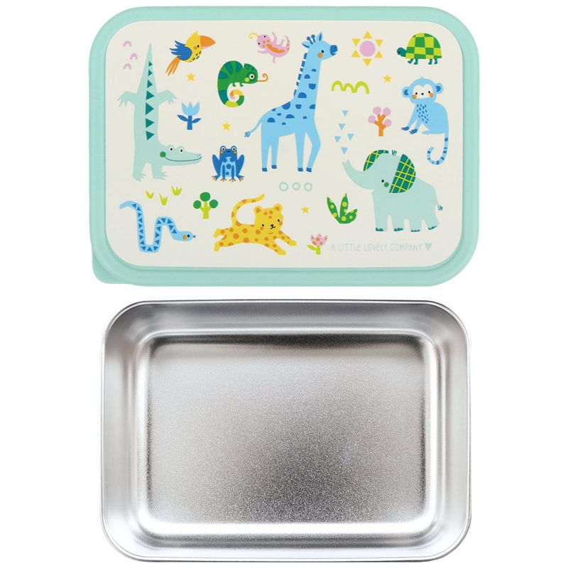 Lunch box en acier inoxydable Jungle A Little Lovely Company Produit ouvert 4