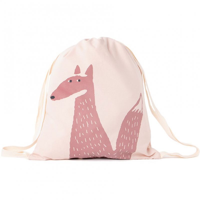 Sac à ficelles hydrofuge renard rose Jon & June Nobodinoz
