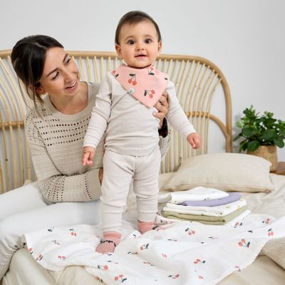 Lot de 3 langes Happy Fruits Cerise (80 x 80 cm)