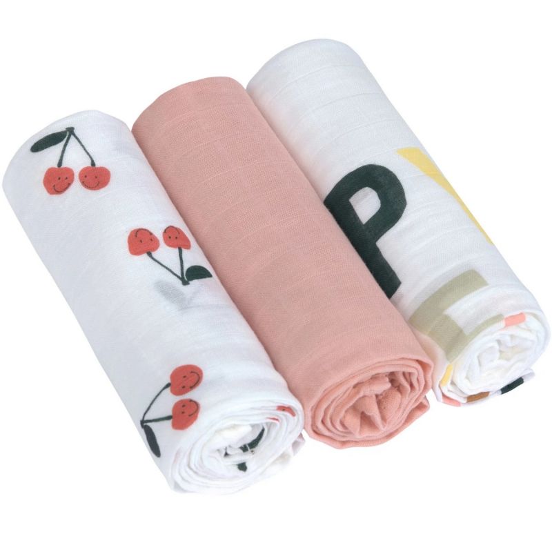 Lot de 3 langes Happy Fruits Cerise (80 x 80 cm) Lässig Produit 1