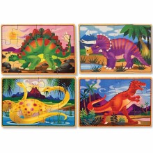 Set petits puzzles en bois Dinosaures (4 puzzles)  par Melissa & Doug
