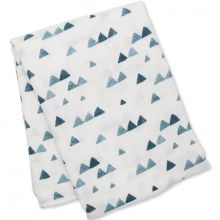 Maxi lange en bambou et coton Triangles bleus (120 x 120 cm)  par Lulujo