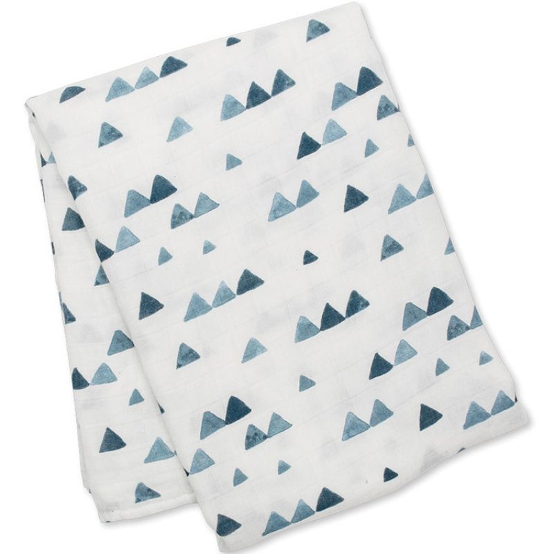 Maxi lange en bambou et coton Triangles bleus (120 x 120 cm) Lulujo