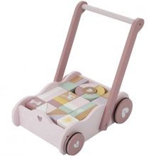 Chariot de marche avec blocs de construction Adventure pink  par Little Dutch