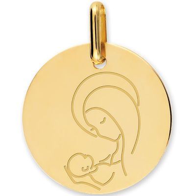 Médaille Vierge à l'enfant personnalisable (or jaune