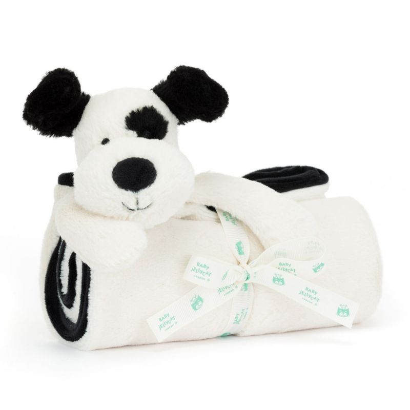 Couverture bébé Bashful Chien noir et crème (70 cm) Jellycat Produit 1