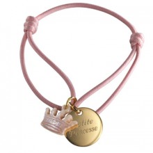 Bracelet cordon Kids couronne (plaqué or et nacre)  par Petits trésors
