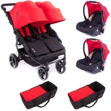 Pack Trio Poussette Double Easy Twin 3.0S rouge  par Baby Monsters