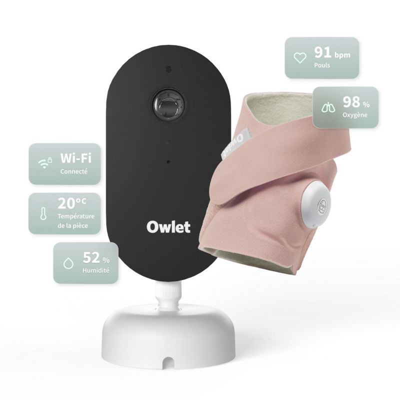 Pack chaussette connectée Dream Sock Dusty Rose + Dream Sight Cam (0-18 mois) Owlet Produit 1