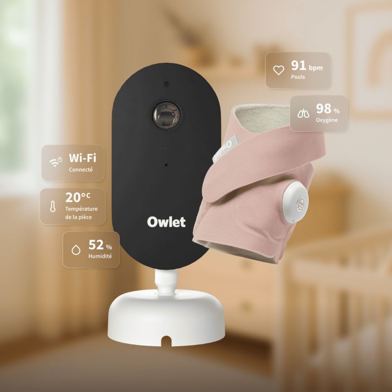 Pack chaussette connectée Dream Sock Dusty Rose + Dream Sight Cam (0-18 mois) Owlet Ambiance 2