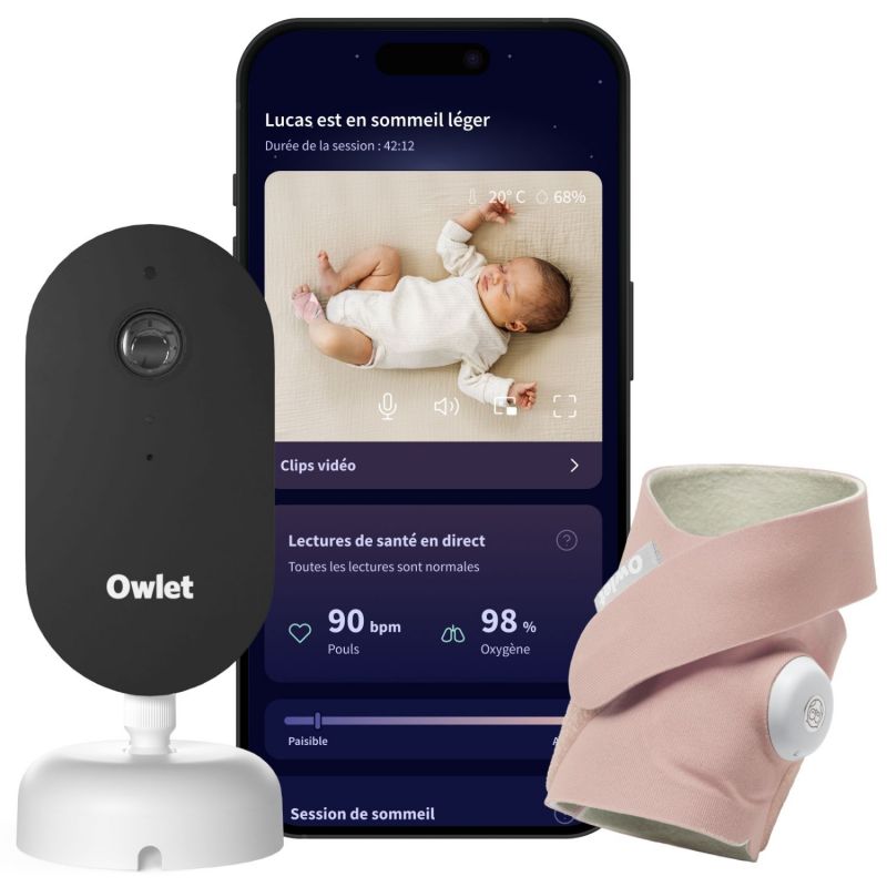 Pack chaussette connectée Dream Sock Dusty Rose + Dream Sight Cam (0-18 mois) Owlet Produit 3