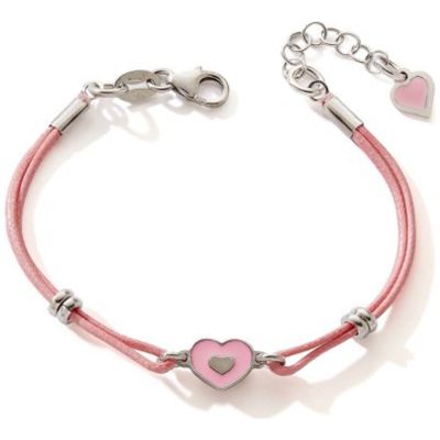 Bracelet cordon Rose Cœur (argent 925) Baby bijoux