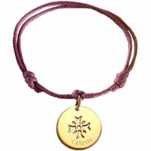 Bracelet cordon maman Croix Mimosa (plaqué or jaune)  par Petits trésors
