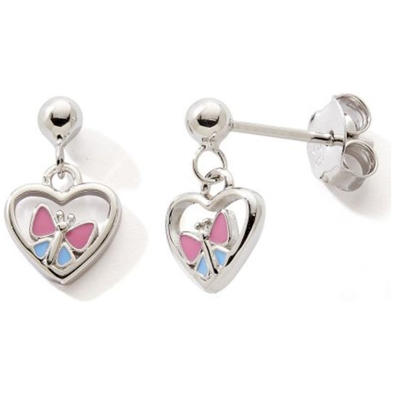 Boucles d'oreilles pendantes Cœur-Papillon (argent 925) Baby bijoux Produit 1