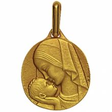 Médaille ronde Amour maternel 16 mm (or jaune 750°)  par Maison Augis