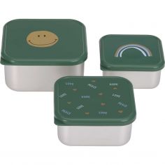Lot de 3 boîtes à goûter inox Happy Rascals Smile vert - Lässig 