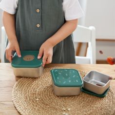 Lot de 3 boîtes à goûter inox Happy Rascals Smile vert